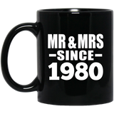 44th Anniversary Mr & Mrs Since 1980 - 11 Oz Coffee Mug Black