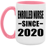 Enrolled Nurse Since 2020 - 15oz Accent Mug Pink