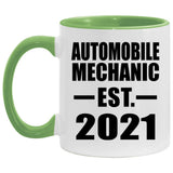 Automobile Mechanic Established EST. 2021 - 11oz Accent Mug Green