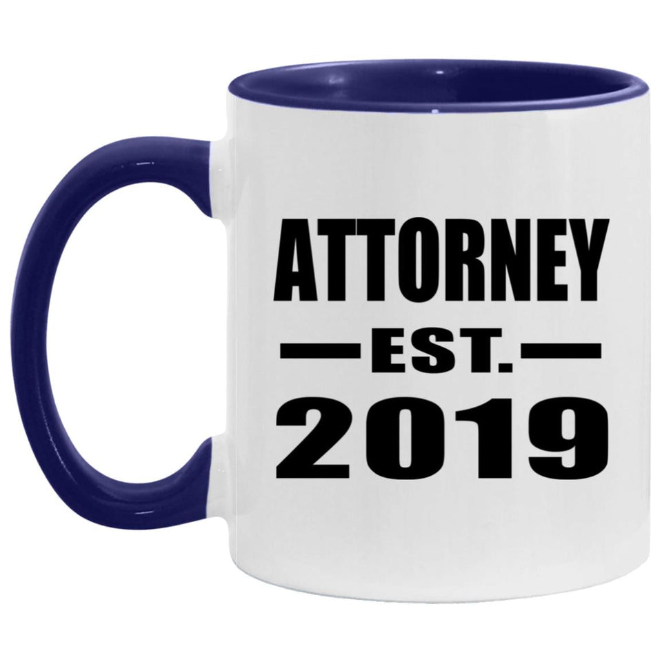 Attorney Established EST. 2019 - 11oz Accent Mug Purple