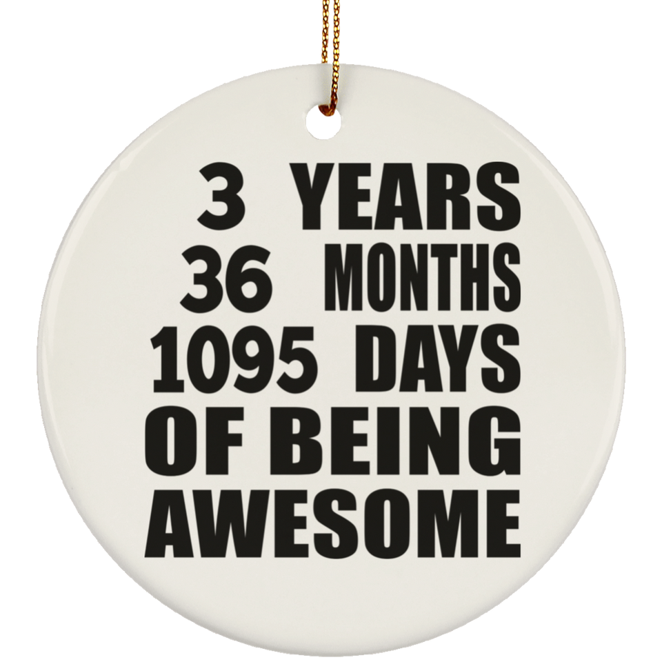 3rd Birthday 3 Years 36 Months 1095 Days Of Awesome - Circle Ornament