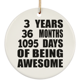 3rd Birthday 3 Years 36 Months 1095 Days Of Awesome - Circle Ornament