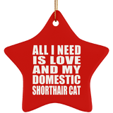 All I Need Is Love And My Domestic Shorthair Cat - Star Ornament
