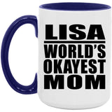 Lisa World's Okayest Mom - 15oz Accent Mug Purple