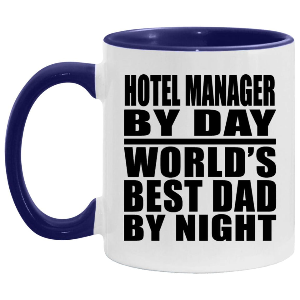 Hotel Manager By Day World's Best Dad By Night - 11oz Accent Mug Purple