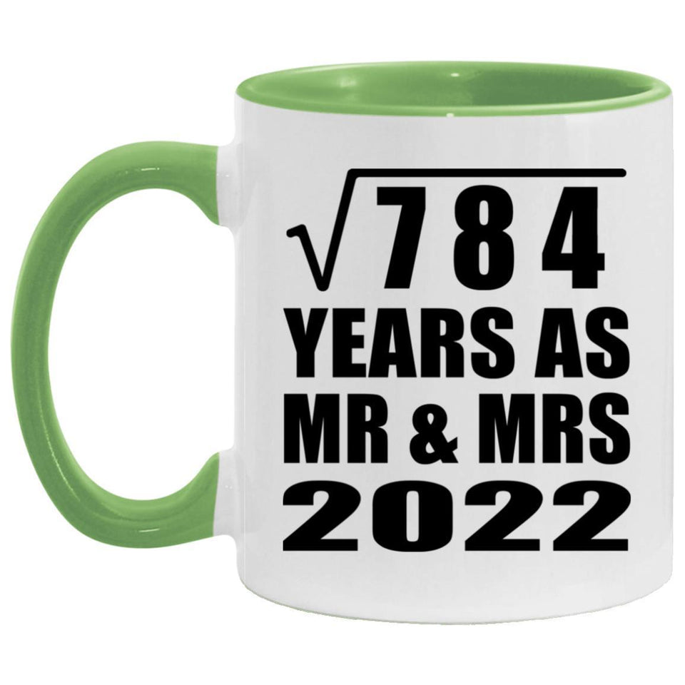 28th Anniversary Square Root of 784 Years As Mr & Mrs 2022 - 11oz Accent Mug Green