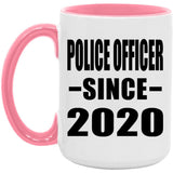 Police Officer Since 2020 - 15oz Accent Mug Pink