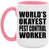 World's Okayest Pest Control Worker - 15oz Accent Mug Pink