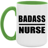 Badass Nurse - 15oz Accent Mug Green