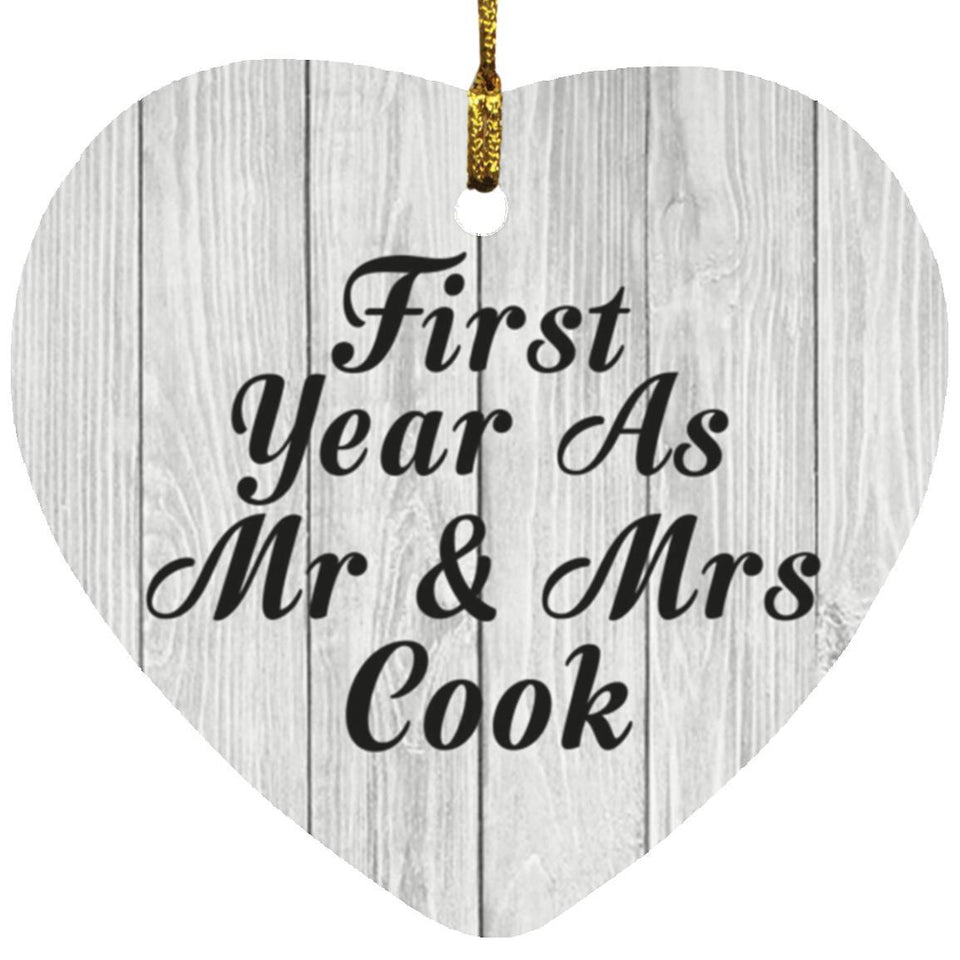 First Year As Mr & Mrs Cook - Heart Ornament F