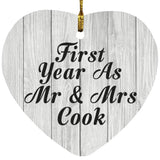 First Year As Mr & Mrs Cook - Heart Ornament F