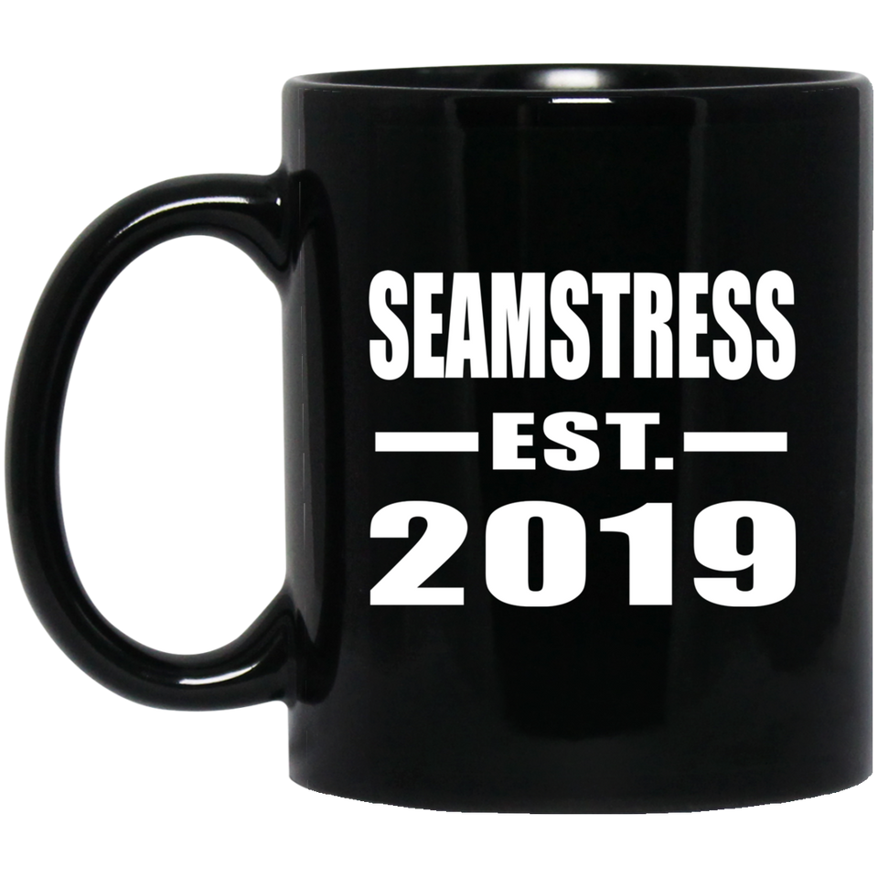 Seamstress Established EST. 2019 - 11oz Coffee Mug Black
