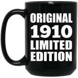 114th Birthday Original 1910 Limited Edition - 15oz Coffee Mug Black
