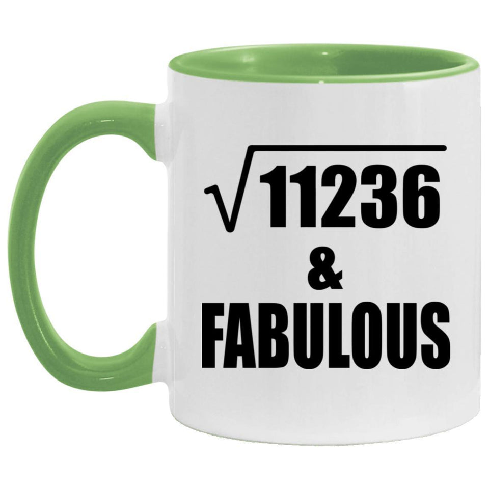 106th Birthday Square Root of 11236 & Fabulous - 11oz Accent Mug Green