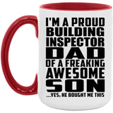 Proud Building Inspector Dad Of Awesome Son - 15oz Accent Mug Red