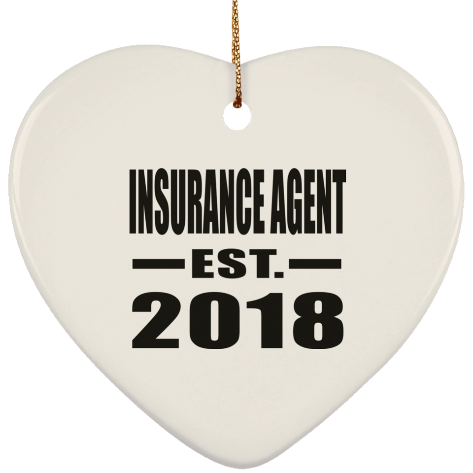 Insurance Agent Established EST. 2018 - Heart Ornament