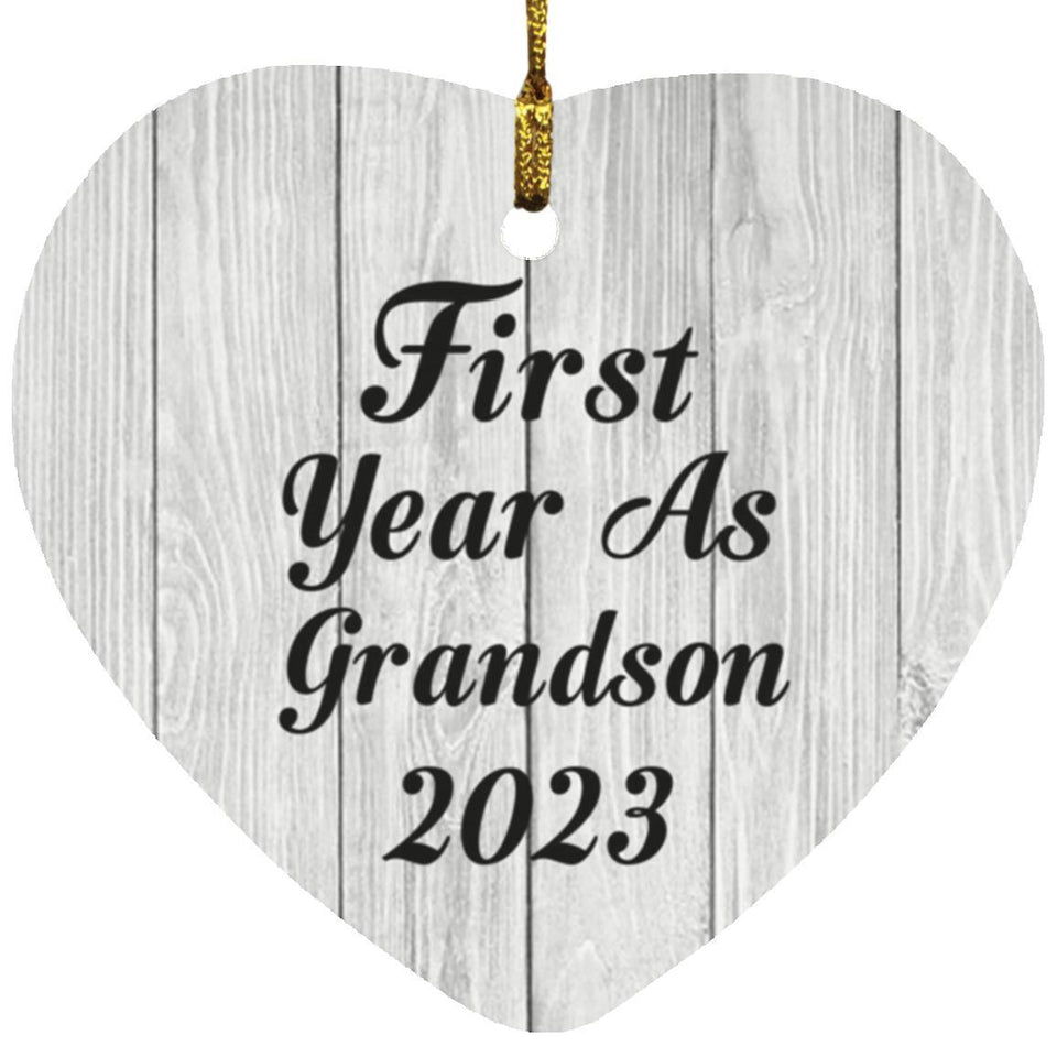 First Year As Grandson 2023 - Heart Ornament F