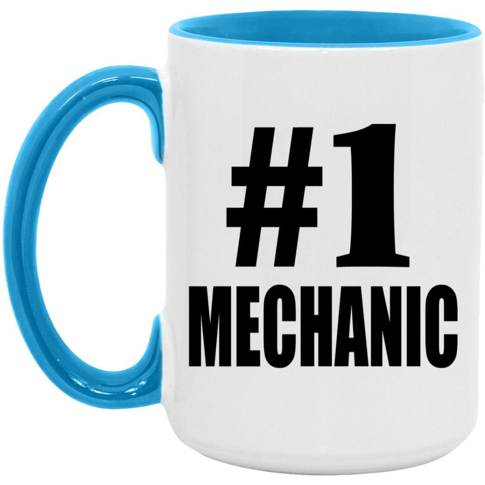 Number One #1 Mechanic - 15oz Accent Mug Blue