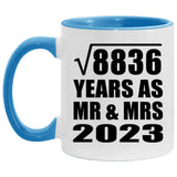 94th Anniversary Square Root of 8836 Years As Mr & Mrs 2023 - 11oz Accent Mug Blue