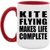 Kite Flying Makes Life Complete - 15oz Accent Mug Red