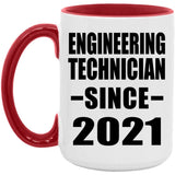 Engineering Technician Since 2021 - 15oz Accent Mug Red