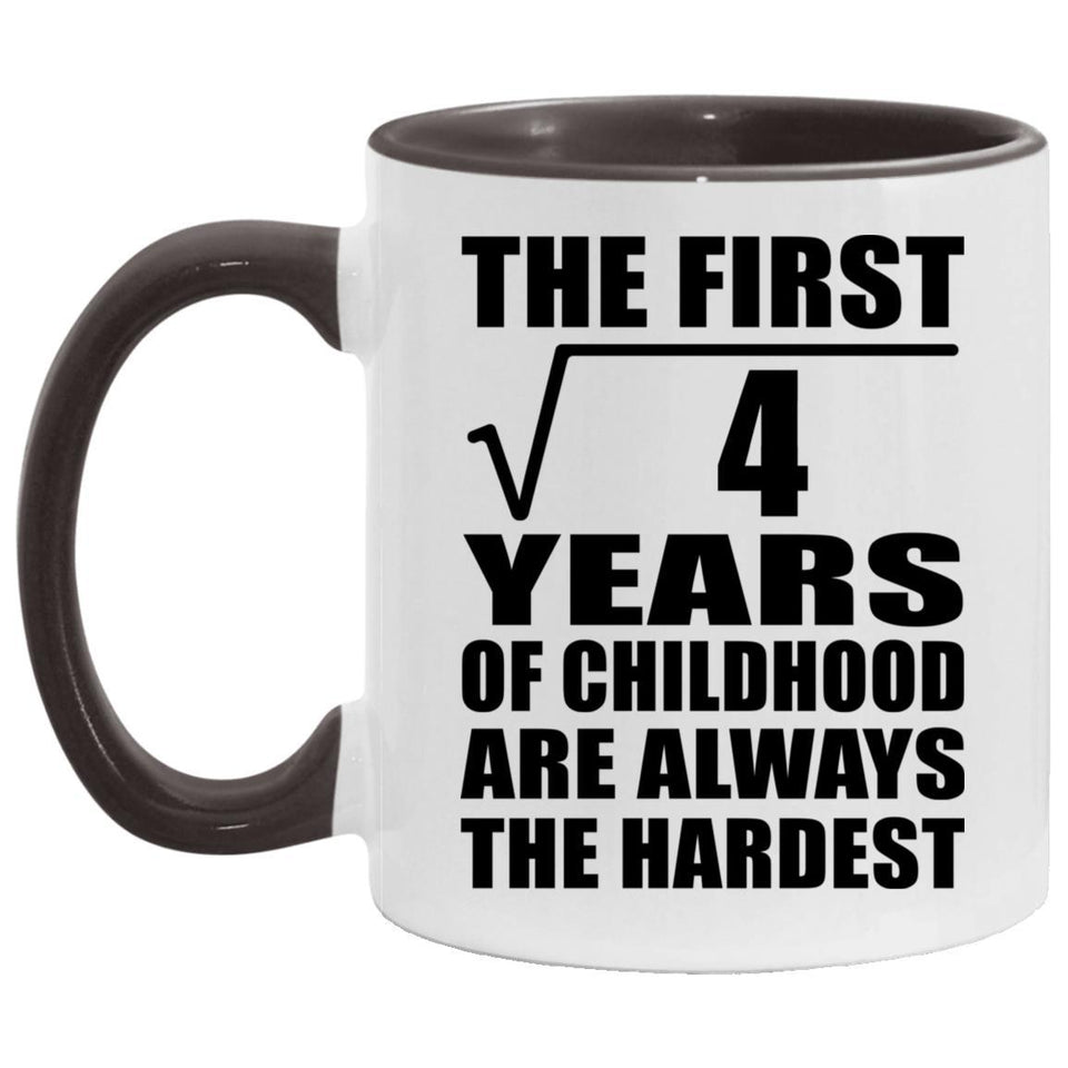 2nd Birthday Square Root of 4 Years of Childhood - 11oz Accent Mug Black