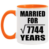 88th Anniversary Married For Square Root of 7744 Years - 11oz Accent Mug Orange