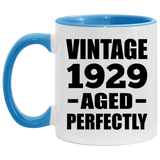 95th Birthday Vintage 1929 Aged Perfectly - 11oz Accent Mug Blue