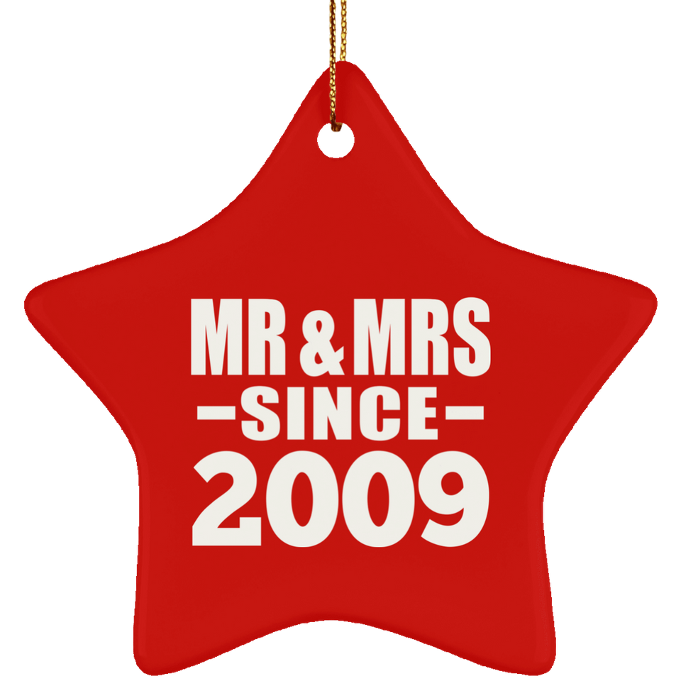15th Anniversary Mr & Mrs Since 2009 - Star Ornament