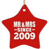 15th Anniversary Mr & Mrs Since 2009 - Star Ornament