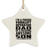 Proud Forklift Operator Dad Of Awesome Son - Star Ornament