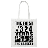 18th Birthday Square Root of 324 Years of Childhood - Tote Bag White