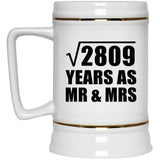 53rd Anniversary Square Root of 2809 Years As Mr & Mrs - Beer Stein