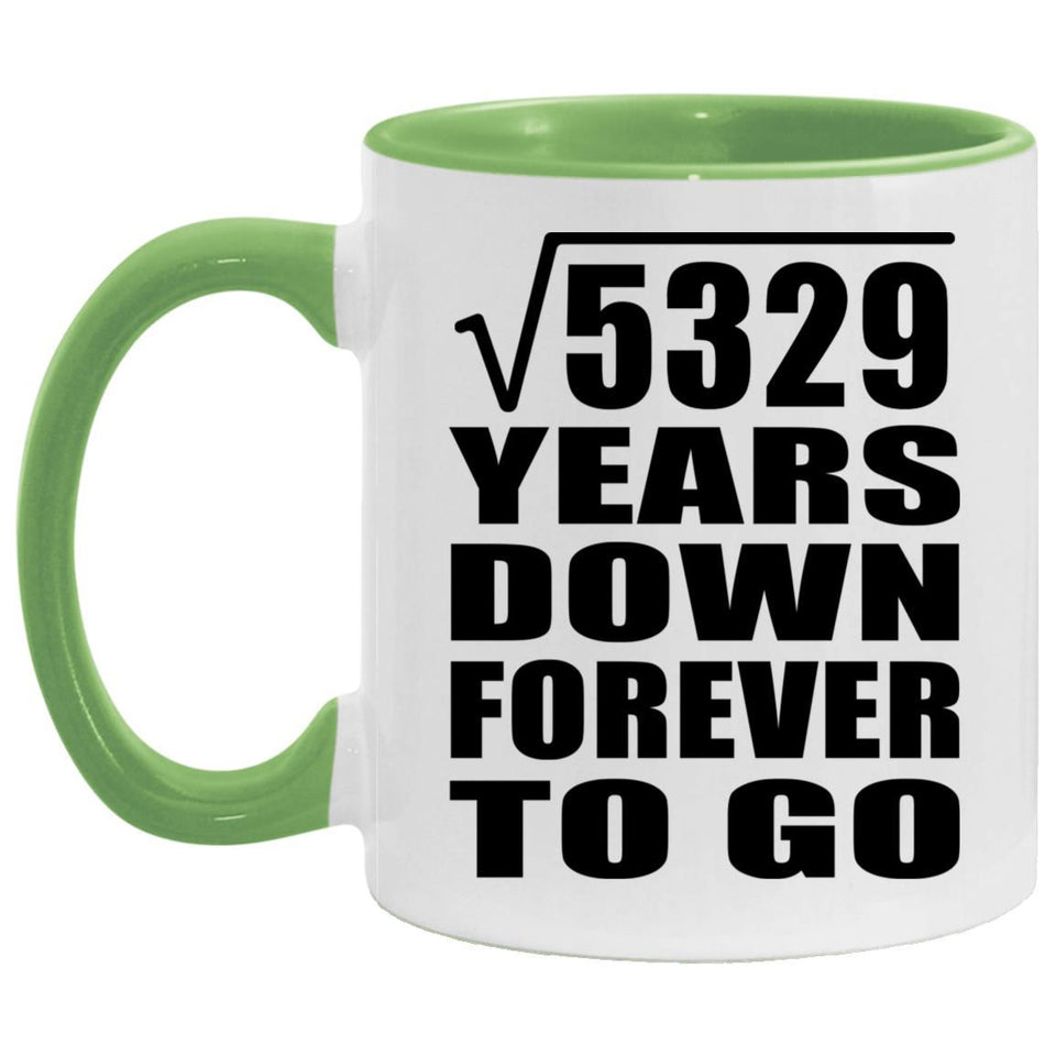 73rd Anniversary Square Root of 5329 Years Down Forever To Go - 11oz Accent Mug Green