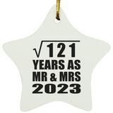 11th Anniversary Square Root of 121 Years As Mr & Mrs 2023 - Star Ornament