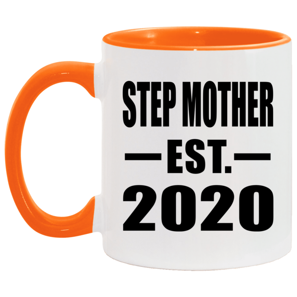 Step Mother Established EST. 2020 - 11oz Accent Mug Orange