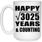 Happy 55th Anniversary Square Root of 3025 Years & Counting - 15oz Coffee Mug