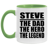 Steve The Dad The Hero The Legend - 11oz Accent Mug Green