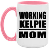 Working Kelpie Mom - 15oz Accent Mug Pink