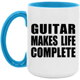 Guitar Makes Life Complete - 15oz Accent Mug Blue