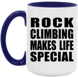 Rock Climbing Makes Life Special - 15oz Accent Mug Purple