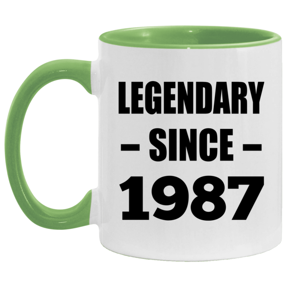 37th Birthday Legendary Since 1987 - 11oz Accent Mug Green