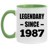 37th Birthday Legendary Since 1987 - 11oz Accent Mug Green