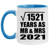 39th Anniversary Square Root of 1521 Years As Mr & Mrs 2021 - 11oz Accent Mug Blue