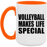 Volleyball Makes Life Special - 15oz Accent Mug Orange