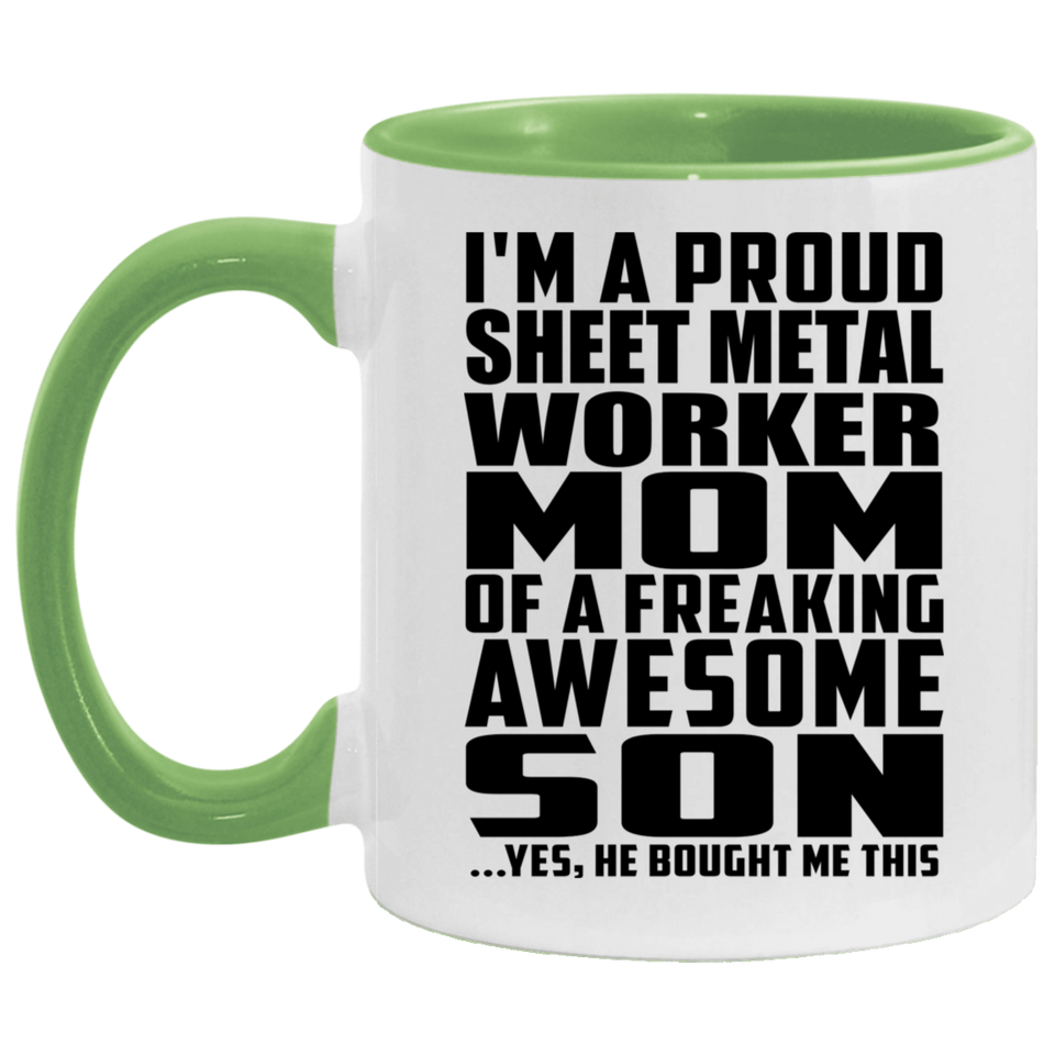 Proud Sheet Metal Worker Mom Of Awesome Son - 11oz Accent Mug Green