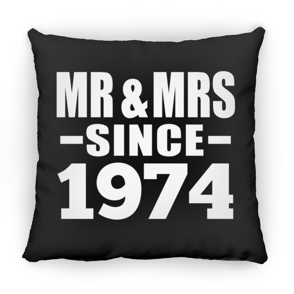50th Anniversary Mr & Mrs Since 1974 - Throw Pillow Black