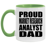 Proud Market Research Analyst Dad - 11oz Accent Mug Green