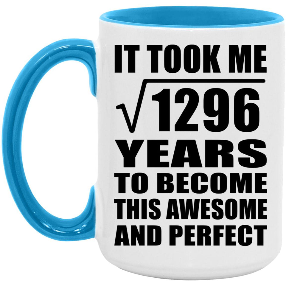 36th Birthday Took Square Root of 1296 Years To Awesome - 15oz Accent Mug Blue