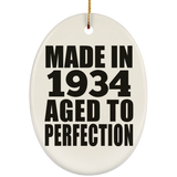 90th Birthday Made In 1934 Aged to Perfection - Oval Ornament